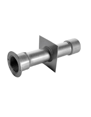 Pasamuros en acero inox AISI-304. Ambos extremos con rosca interior 1-1/2". Con toma equipotencial. 
