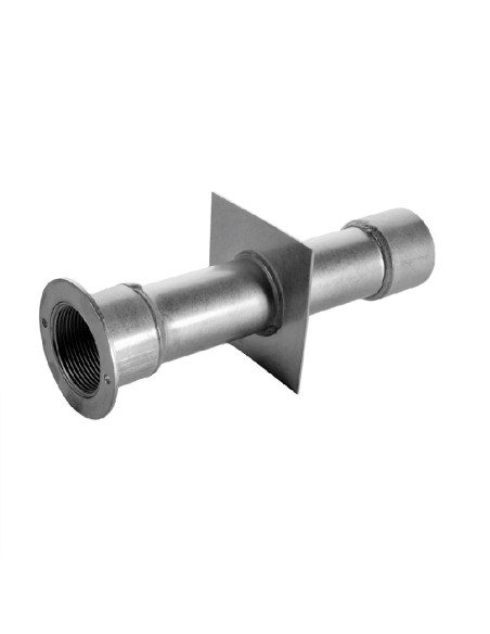 Pasamuros en acero inox AISI-304. Ambos extremos con rosca interior 1-1/2". Con toma equipotencial. 