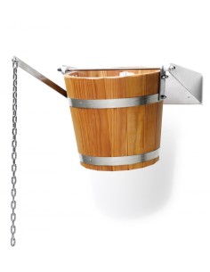 CUBO DE DUCHA DE MADERA capacidad (4,5 - 7,5 Lt) con soporte metálico HARVIA