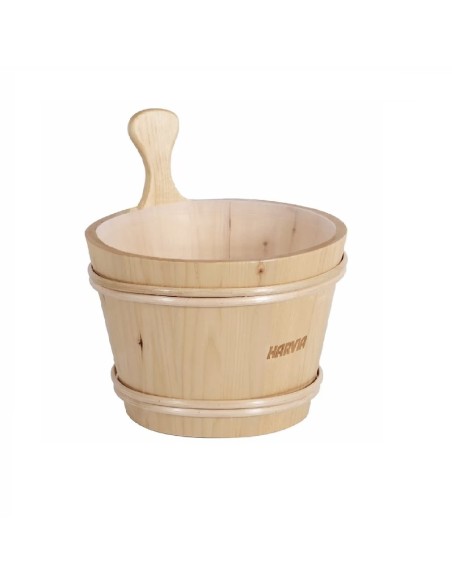 CUBO MADERA 4 L. CON RECIPIENTE PLÁSTICO PARA SAUNA HARVIA