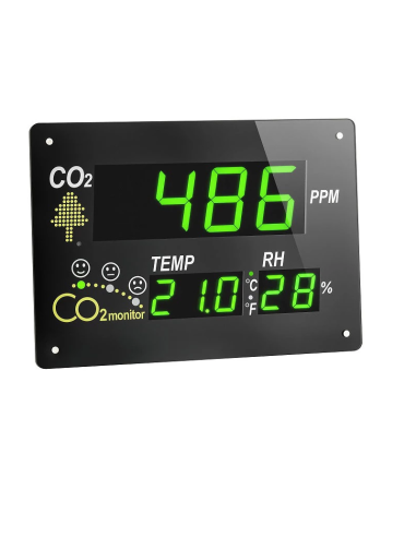 Panel mural medidor de CO2, temperatura y humedad. TFA