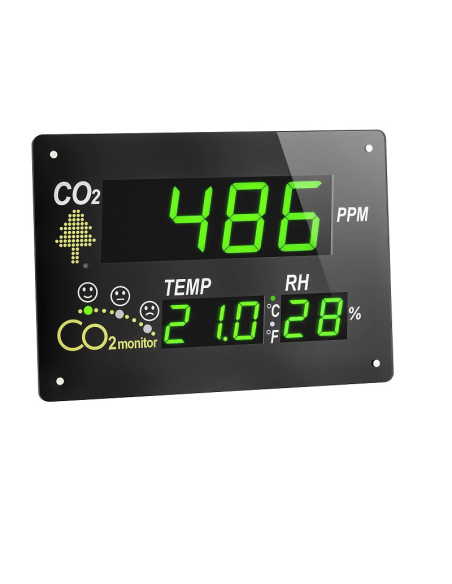 Panel mural medidor de CO2, temperatura y humedad. TFA